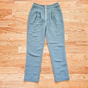 NWOT Tularosa Revolve Size S Green Trouser Pants Zip Detail Ribbed Cotton